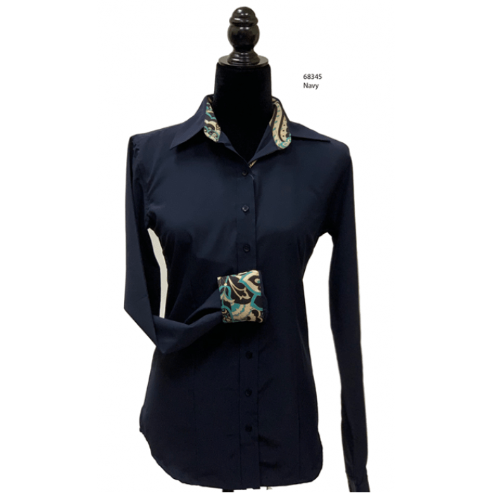 Microfiber Breathable Button Show Shirt w/Contrast Trim 68345